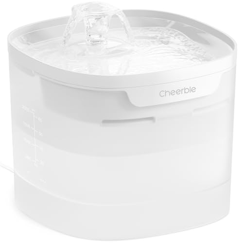 Cheerble E1 Lite Katzenbrunnen - 2L Ultraleiser Trinkbrunnen ohne Pumpe mit MagDrive™ Tech, Aktivkohlefilter - Trinkbrunnen für Katzen mit separater Basis & LED-Licht, Für Mehreren Haustieren von Cheerble