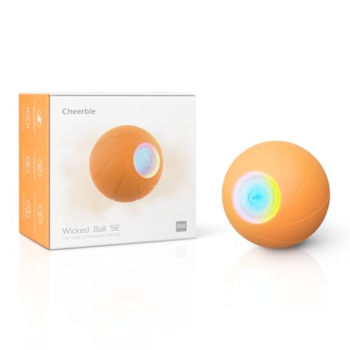 Cheerble Ball Interaktives Hundespielzeug Ball, Wicked Ball Hund, Selbstbewegendes Beweglich mit 3 Interaktiven Modi, Selbstrollender mit LED-Leuchten, Orange von Cheerble