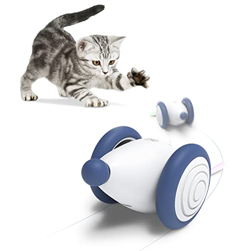 Cheerble Interaktives Katzenspielzeug, Maus-Katzenspielzeug mit Blinkende LED-Leuchten, Elektrisch Spielmäuse für Katze Indoor, Wiederaufladbar über USB, Preußischblau von Cheerble