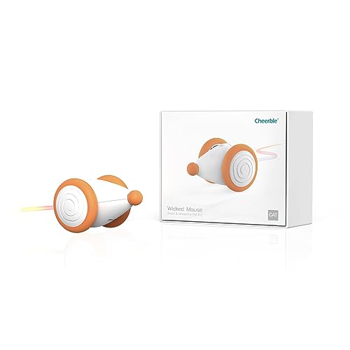 Cheerble Wicked Mouse Katzenspielzeug – Elektrisches Katzenspielzeug - USB-Lade-Spielzeug mit LED, das neugierige Stubentiger zum Toben bringt, fit Katzen für Pfote & Köpfchen (Aprikose) von Cheerble