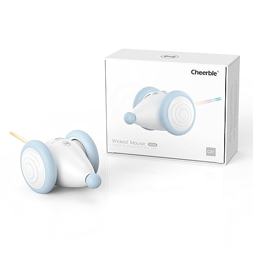 Cheerble Interaktives Spielzeug, Elektrische Maus Katzenspielzeug mit LED-Lichter für Indoor-Katzen, Automatische Mäuse Wicked Mouse, USB aufladbar, Geschenke für Katzen Kätzchen (Blau) von Cheerble