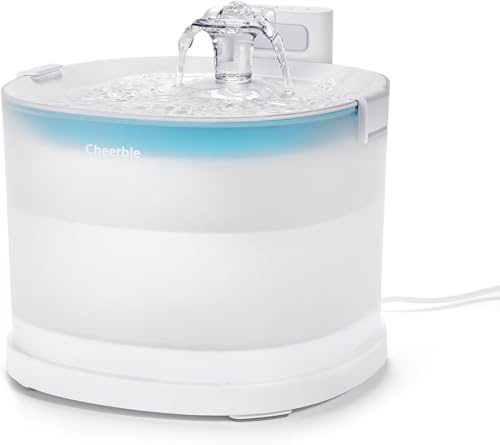 Cheerble Katzenbrunnen 2L, Pumpenlos, Trinkbrunnen für Katze mit Bewegungsmelder, BPA-frei, 23dB Ultraleise, Einfache Reinigung, Wasserbrunnen für Katzen und Kleintiere (Elfin E1) von Cheerble