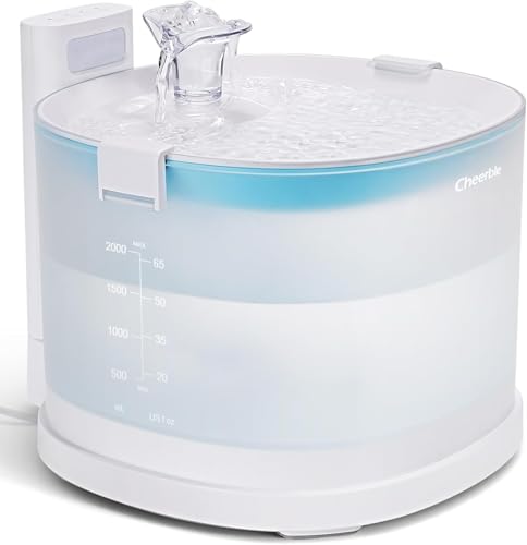 Cheerble Katzenbrunnen 2L, Pumpenlos, Trinkbrunnen für Katze mit Bewegungsmelder, BPA-frei, 23dB Ultraleise, Einfache Reinigung, Wasserbrunnen für Katzen und Kleintiere (Elfin E1) von Cheerble