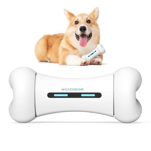 Cheerble Wickedbone Smart Interaktive Hundespielzeug, App-Fernbedienung Haustierspielzeug für Hund & Welpe, Automatisch Bewegendes, Hüpfendes, Rollendes Spielzeug in Knochenform, USB Aufladbar, Weiß von Cheerble