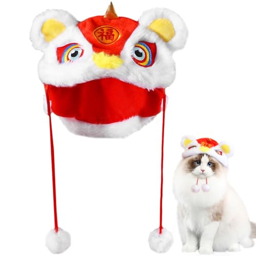 CheeseandU Niedliches Löwen-Tanz-Hundekostüm mit Biesthorn, chinesisches Neujahr, Katze, Hundekleidung für kleine mittelgroße Hunde, Haustierkostüm, Löwentanz, Drachentanz, Kleidung, ideal für von CheeseandU