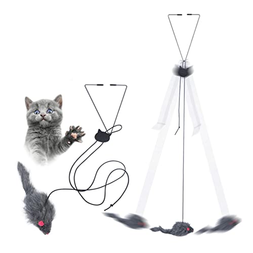 Chen0-super Katze-Maus-Spielzeug,Katzen-Teaser-Stick | Hüpfendes Maustür-Katzenspielzeug für Katzen im Innenbereich, Kätzchen, Spieljagd, Übung, elastisches Seil von Chen0-super