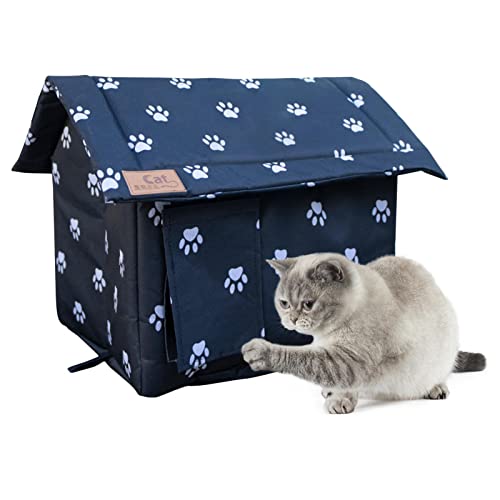 Chen0-super Winter Outdoor Katzenhaus - Warm Cat Shelter, Weatherproof Cat Bed with Door Curtain, Waterproof and Windproof Pet House for Cats and Small Dog von Chen0-super