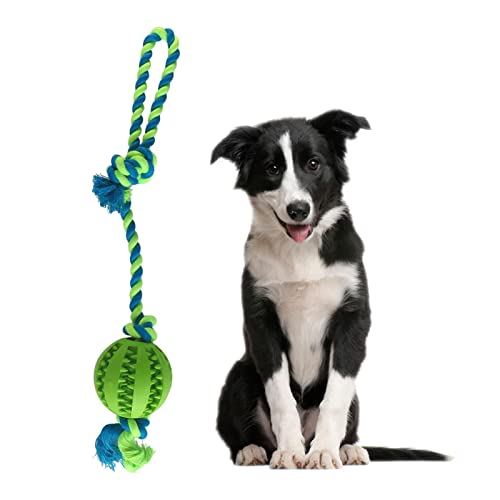 Hunde-Kauspielzeugball, interaktives Kauseil, Ballspielzeug, Kauspielzeug, waschbar, langlebig, Cotten-Seil, Tauziehen für kleine, mittelgroße und große Hunde von Chen0-super