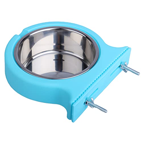 2-in-1 PP Schüssel & Edelstahlnapf, Abnehmbarer Hängender Hunde-Futterspender Wassernapf, für Katze Kaninchen Vogel Futter Becken Schüssel (Blau) von Chencunquangod