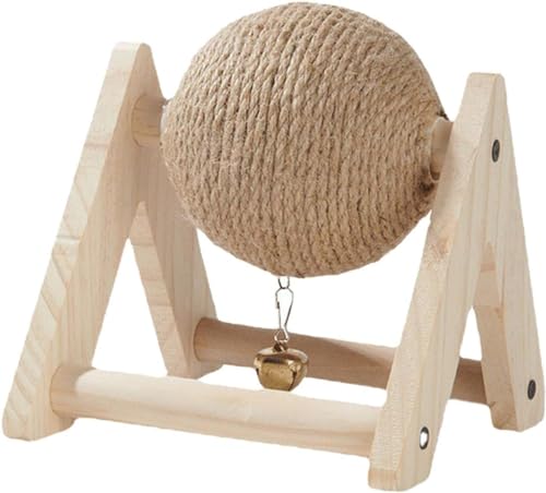 Kaninchen Kratzspielzeug Ball Holz Bunny Sisal Kratzbaum mit Ball für Kitty Bunnies von Chencunquangod