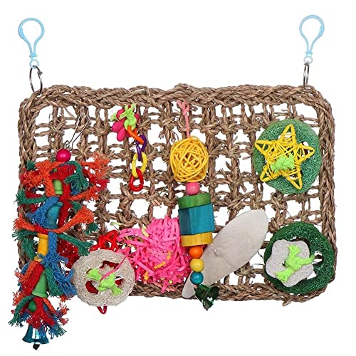 Vogelfutter-Wandspielzeug, Gras gewebte Klettermatte, Vogelkauspielzeug, Papageienkäfig-Zubehör von Chencunquangod