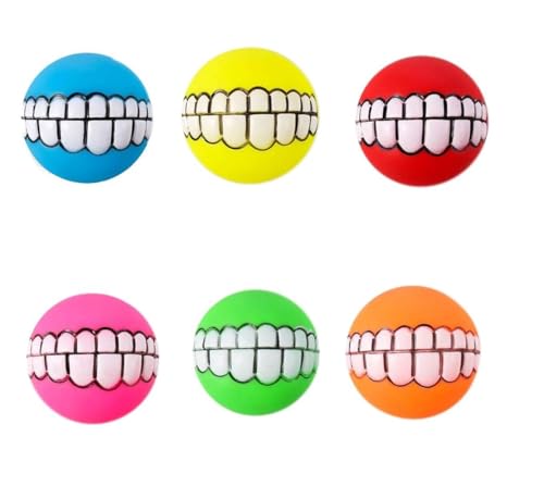 Zahnball für Hunde, Gummi, quietschend, Kauspielzeug, Zahnreinigung, Welpen, interaktives Spielzeug für kleine Katzen/Hunde, 6 Stück Zahnball für Hunde, Gummi, quietschend, Kauspielzeug, Zahnreinigung, Welpen, interaktives Spielzeug für kleine Katzen/Hunde, 6 Stück von ChengChengJin