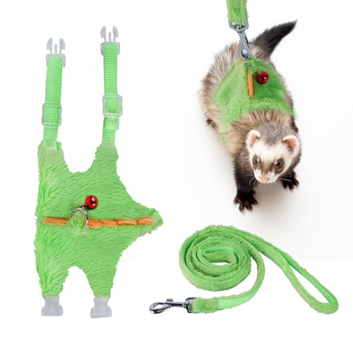 Frettchengeschirr, Frettchengeschirr und Leine, Set mit Glöckchen, Frettchen-Halsband, Kleintiere, Weste für Welpen, Teetasse, Hund und andere kleine Haustiere, Grün Frettchengeschirr, Frettchengeschirr und Leine, Set mit Glöckchen, Frettchen-Halsband, Kleintiere, Weste für Welpen, Teetasse, Hund und andere kleine Haustiere, Grün von ChengFu