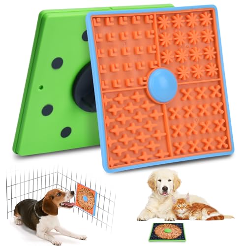Leckmatte für Hundekäfige, Leckmatte für Hunde, Erdnussbutter-Leckpads, Kisten-Trainingshilfen für Welpen, langsames Lecken von Essen (1 Packung, Orange) von ChengFu
