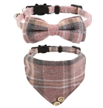 Mini-Katzenhalstuch, Katzen-Krawattenhalsband, Katzen-Bandana-Halsband mit Glöckchen und Fliege, Kätzchen-Fliege mit Sicherheitsschnalle, verstellbare Größe, für kleine Katzen, Jungen oder Mädchen Mini-Katzenhalstuch, Katzen-Krawattenhalsband, Katzen-Bandana-Halsband mit Glöckchen und Fliege, Kätzchen-Fliege mit Sicherheitsschnalle, verstellbare Größe, für kleine Katzen, Jungen oder Mädchen von ChengFu