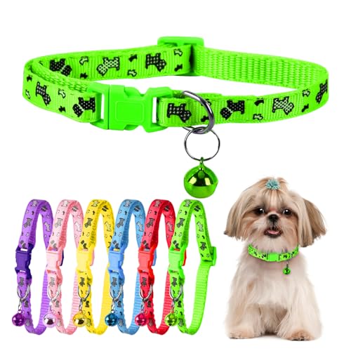XXS Hundehalsband, Teetasse, bedrucktes Hundehalsband, Mini-bedrucktes Hundehalsband, Teetassen-Hundehalsband für kleine Hunde und Katzen, Gelb, 0,95 cm Breite (Grün) von ChengFu