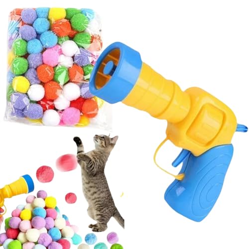Interaktives Katzenspielzeug, Katzenspielzeug-Werfer, Katzenball Gu/n mit 100 weichen Bommelbällen, Katzenapportierspielzeug für Indoor-Übungen, flauschiger Ball-Shooter für Katzen, lustige Interaktives Katzenspielzeug, Katzenspielzeug-Werfer, Katzenball Gu/n mit 100 weichen Bommelbällen, Katzenapportierspielzeug für Indoor-Übungen, flauschiger Ball-Shooter für Katzen, lustige von ChengJin