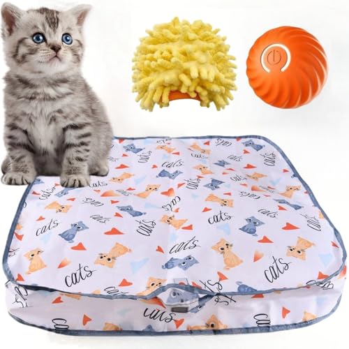 Katzenspielzeug-Set für Kätzchen, Ball für Katzen, Hunde, Kätzchenspielzeug für Katzen, interaktiv, selbstrollender Ball, aktives bewegliches Haustier-Plüschspielzeug, bewegliches interaktives Katzenspielzeug-Set für Kätzchen, Ball für Katzen, Hunde, Kätzchenspielzeug für Katzen, interaktiv, selbstrollender Ball, aktives bewegliches Haustier-Plüschspielzeug, bewegliches interaktives von ChengJin