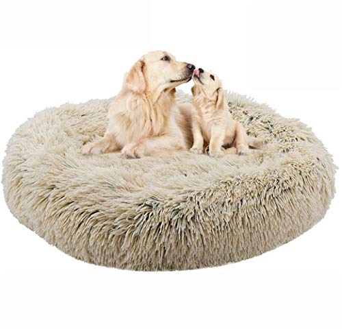 Gemütliches großes Hundebett, Plüsch, rund, Donut-Sofa, Katzenkissen, verbesserter Schlaf, beruhigend, für mittelgroße und große Hunde, waschbar von Chenge