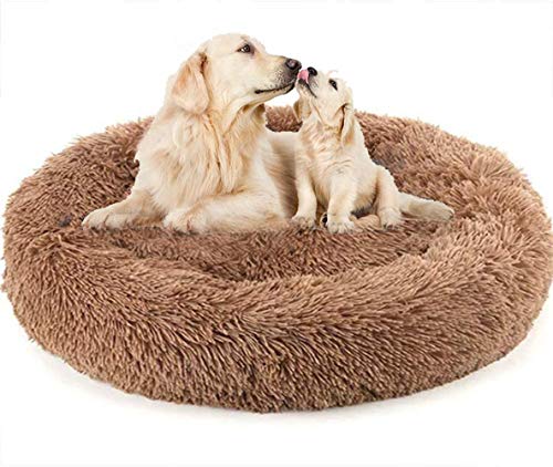 Plüsch-Donut-Hundebett, XL, flauschig, rund, warm, kuschelig, weiches Haustierbett, für Hunde, Katzen, beruhigend, verbessertes Schlafbett für mittelgroße und große Hunde von Chenge