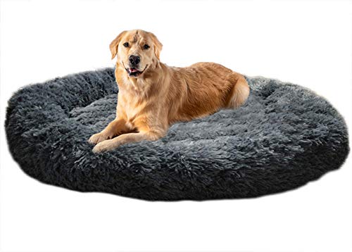 Plüsch-Haustierbett, beruhigendes Hundebett, Größe XL, Donut-Nest, warm, Kunstfell, für mittelgroße und große Hunde, maschinenwaschbar, 120 cm von Chenge