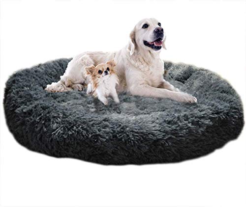 Warmes Donut-Hundebett, flauschig, rund, beruhigendes Fellkissen, verbesserter Schlaf, Hundebett für mittelgroße und große Hunde, Größe 3XL-120 cm von Chenge