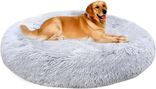 XXL Hundebett, Plüschstoff, flauschig, rund, XL, Hundekorb, orthopädisch, Anti-Stress-Kissen für mittelgroße und große Hunde, waschbar, Hundematte XXXL, 80 cm XXL Hundebett, Plüschstoff, flauschig, rund, XL, Hundekorb, orthopädisch, Anti-Stress-Kissen für mittelgroße und große Hunde, waschbar, Hundematte XXXL, 80 cm von Chenge
