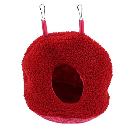 Berber Fleece Hängematte, warme Plüsch -Schwung -Betthöhle für Vögel, weiches gemütliches Hängevogelhaus mit 2 Haken, stilvolles Dekor für Sittiche Cockatiels Lovebird (Red) von ChengyuWei