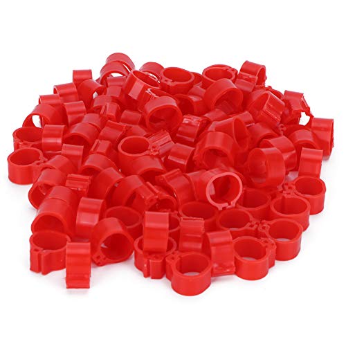 ChengyuWei 200 Stück Tauben-Beinbänder, Kunststoff-Fußbänder zum Anklemmen an Beinringen, Ansteck-Geflügel-Knöchelbänder, Geflügel-Bein-Clip-Ringe (10 mm roter wortloser Ring) von ChengyuWei