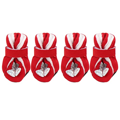 ChengyuWei Hundeschuhe für kleine Hunde, Hundestiefel, Hundeschuhe, rote Winter-Hundeschuhe und -Stiefel, niedliche Weihnachtsmann-Welpen-Sneaker für kleine und mittelgroße Hunde (XL) von ChengyuWei