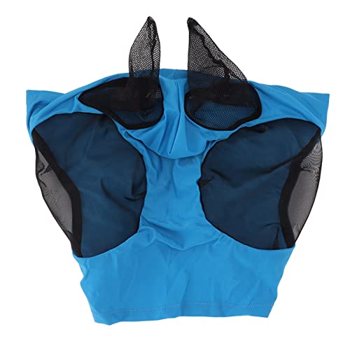 Fliegenmaske für Pferde mit Ohren, weiche, Dehnbare Netz-Gesichtsabdeckung für Pferde, atmungsaktive, elastische Pferde-Gesichtsmaske, Pferdezubehör (Blau) von ChengyuWei
