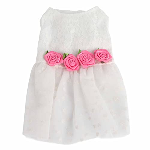 Hundespitzenkleid, Prinzessinrock, modische niedliche zarte Spitzenblumenpartykleid für kleine Hunde, Elastizität Bequeme Hundetätigkeit mit stilvoller Spitze für Hochzeiten Fotos (S) von ChengyuWei