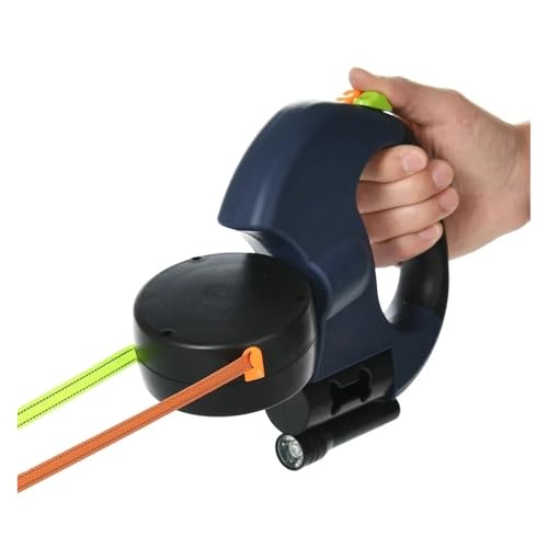 Einziehbare Hundeleine for Kleine Hunde, Reflektierende Doppel-Haustierleine, Le&ad, 360-Grad-Drehgelenk, Kein Verwickeln, Doppelte Hundeleine for Spazierengehen Mit Lichtern(Black) von Chenhj