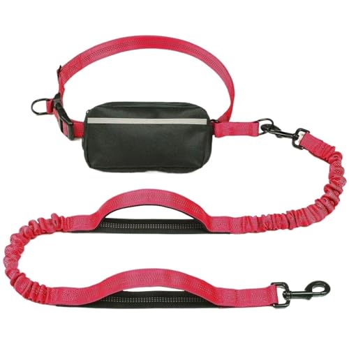 Freihändige Leine Mit Reißverschlusstasche, Doppelt Gepolstertem Griff Und Strapazierfähigem Elastischem Gurt for Spazierengehen, Joggen Und Laufen Mit Ihrem Hund(Redn 1pcs) von Chenhj