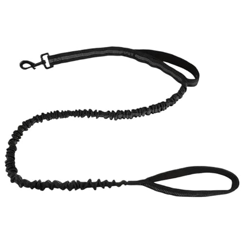 Robuste Bungee-Hundeleine, 1,5 M Lange, Stoßdämpfende Polyesterleine Mit Zwei Gepolsterten Griffen, Verstellbarer Taille Und Sicherer Schnalle(Black) von Chenhj