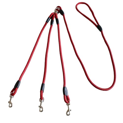 Verwicklungsfreie Hundeleine for 3 Hunde, Dreifach-Koppler, Mehrwege-Splitter, Nylon-Hundeleine for Kleine Hunde, Haustier-Mehrfachleine for Spazierengehen Mit 3 Welpen(Red) von Chenhj
