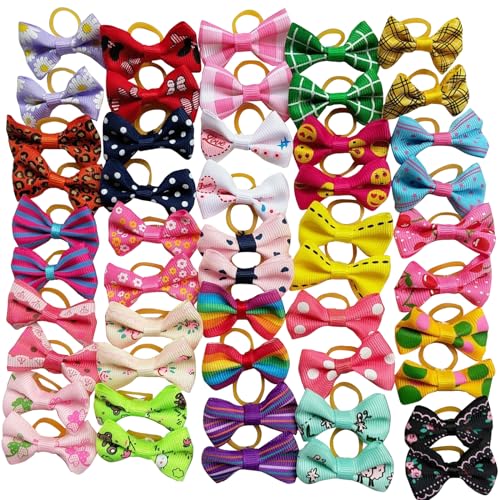 Chenkou Craft Hundehaar-Schleifen mit Gummiband, verschiedene Muster, 50 Stück / 25 Paar Chenkou Craft Hundehaar-Schleifen mit Gummiband, verschiedene Muster, 50 Stück / 25 Paar von Chenkou Craft
