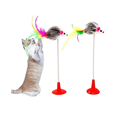 1Pc Cat Interactive Toy-Stock-Feder-Wand mit Kleiner Glocke Mäusekäfig Spielzeug Kunststoff künstliche Bunte Katze Spielzeug Supplies Jumping (Color : Type2) von Chenran