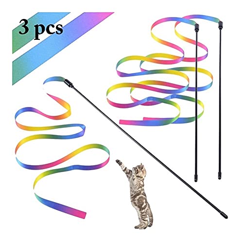 3 PCS Katze spielt bunter Rod Teaser Wand Plastiktierspielzeug for Katzen-Interactive-Stick Katzenbedarf Jumping (Color : Pink, Size : M) von Chenran