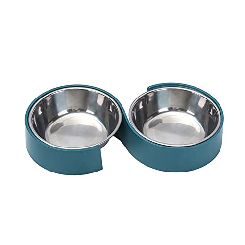 Antislip Double Dog Bowls Edelstahl Haustier Food Water Feeder Fütterung Gerichte Kleine Hundezubehör Katze Welpen Fütterung Lieferungen (Color : Blue) von Chenran