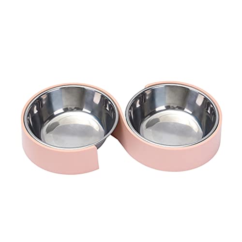 Antislip Double Dog Bowls Edelstahl Haustier Food Water Feeder Fütterung Gerichte Kleine Hundezubehör Katze Welpen Fütterung Lieferungen (Color : Pink) von Chenran