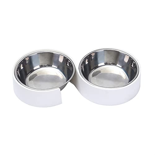 Antislip Double Dog Bowls Edelstahl Haustier Food Water Feeder Fütterung Gerichte Kleine Hundezubehör Katze Welpen Fütterung Lieferungen (Color : White) von Chenran