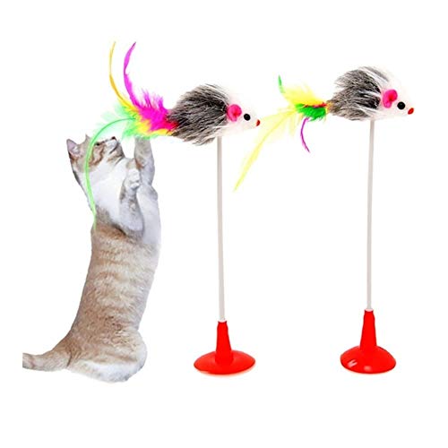Cat Interactive Toy-Stock-Feder-Wand mit Kleiner Glocke Mäusekäfig Spielzeug Kunststoff künstlicher Bunte Katze Teaser Spielzeug Pet Supplies Jumping (Color : Type2) von Chenran