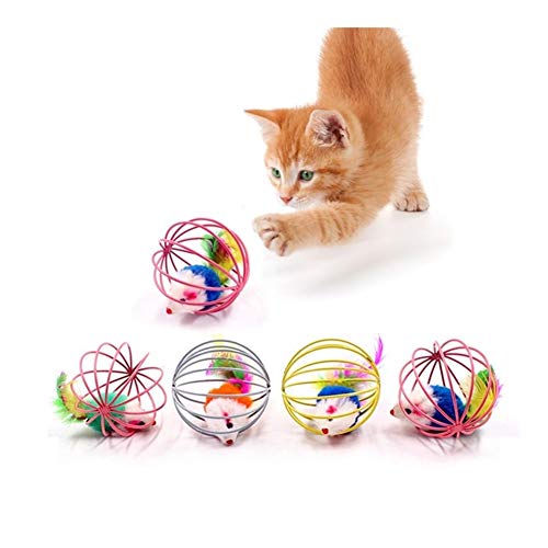 Cat Interactive Toy-Stock-Feder-Wand mit Kleiner Glocke Mäusekäfig Spielzeug Kunststoff künstlicher Bunte Katze Teaser Spielzeug Pet Supplies Jumping (Color : Type8) von Chenran