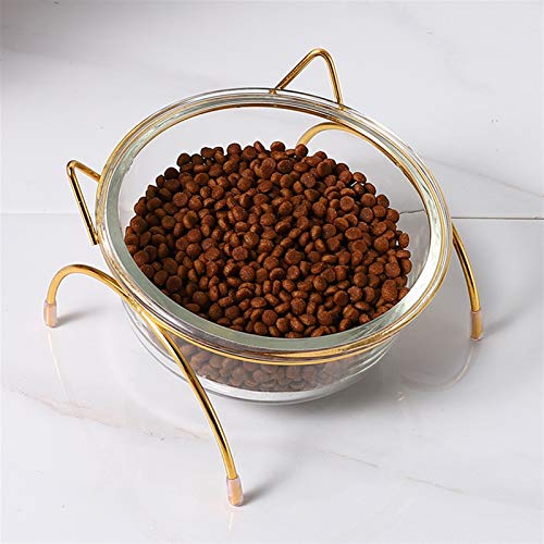 Glas Hund Katze Schüssel Welpen Lebensmittelschüssel mit Eisenrahmen Wasserzufuhrschüssel Food Bowl Pet Supplies (Color : Single Bowl Set) von Chenran