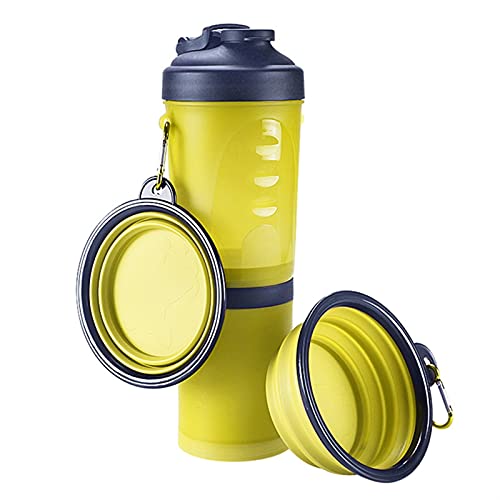 Haustier faltende Wasser Flasche lebensmittelbehälter mit klapping silikon haustierschüssel Outdoor Reisen Hund Katze fütterung Becher schüssel (Color : Yellow 6) von Chenran