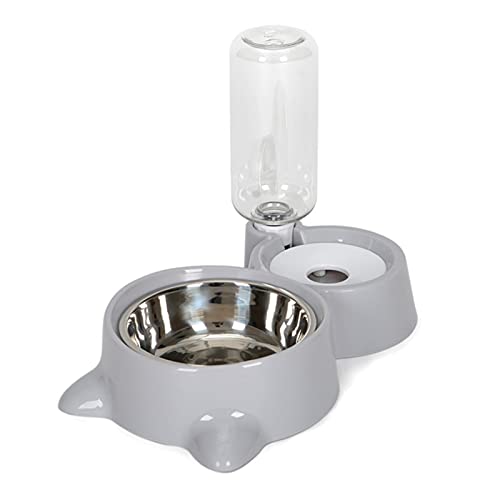 Haustierkatze Hund Wasser Nahrungsmittelzufuhr Automatische Spenderblase Wasser Behälter Edelstahlschale Für Trinken Essen (Color : 8 Gray) von Chenran