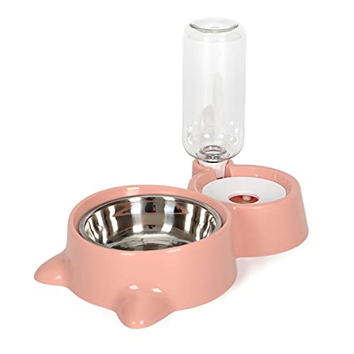 Haustierkatze Hund Wasser Nahrungsmittelzufuhr Automatische Spenderblase Wasser Behälter Edelstahlschale Für Trinken Essen (Color : 8 pink) von Chenran