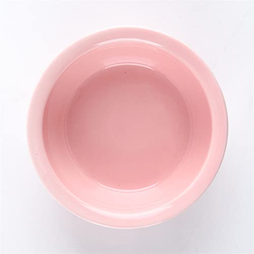 Keramik Welpe Katze Hund Hundeschüssel Einzelne und doppelte Lebensmittelschüssel zum Essen und Trinken mit Holzrahmen Haustiere liefert (Color : Pink Bowl) von Chenran