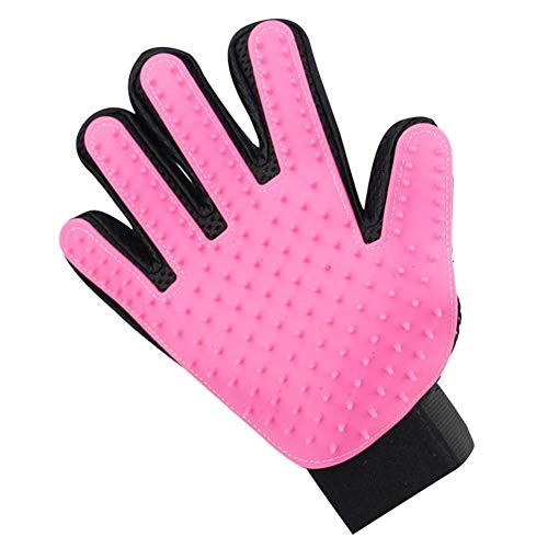 Pet Hundepflege-Handschuh for Katzen Grooming Deshedding Pinsel-Handschuh for Hundekamm Five Finger Hundezubehör Versorgungs Dog (Color : Pink, Size : M) von Chenran